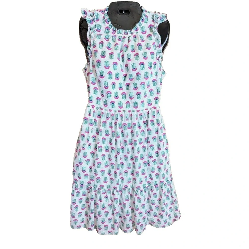 J. Crew Dress 8 Ruffle Sleeve Pretty Tiered Unique Floral Bloomcore Beachy Twee